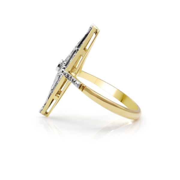 18ct Yellow Gold Art Nouveau Diamond Ring