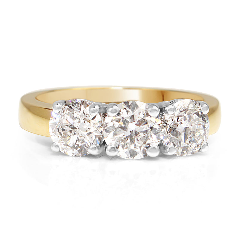 18ct Yellow and White Gold 3 Stone Diamond Ring