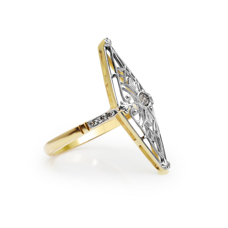 18ct Yellow Gold Art Nouveau Diamond Ring
