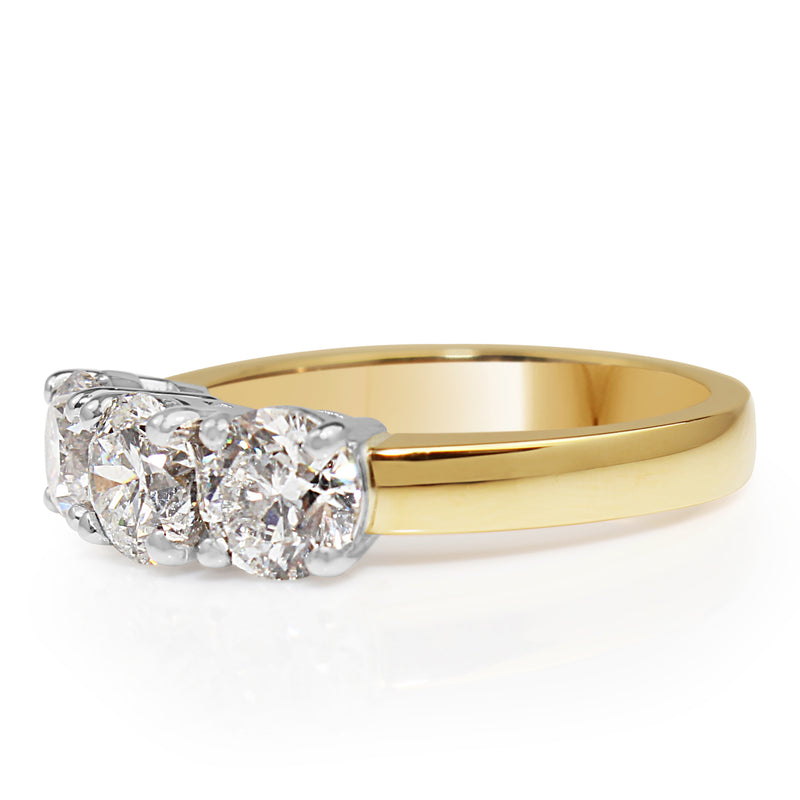 18ct Yellow and White Gold 3 Stone Diamond Ring