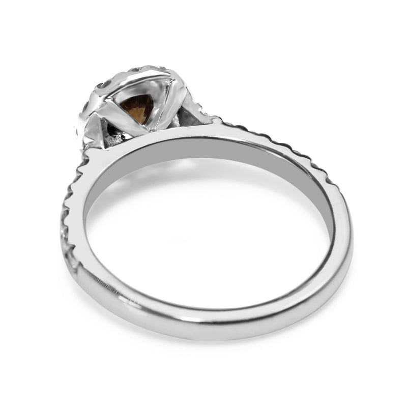 18ct White Gold Fancy Brown Diamond Halo Ring