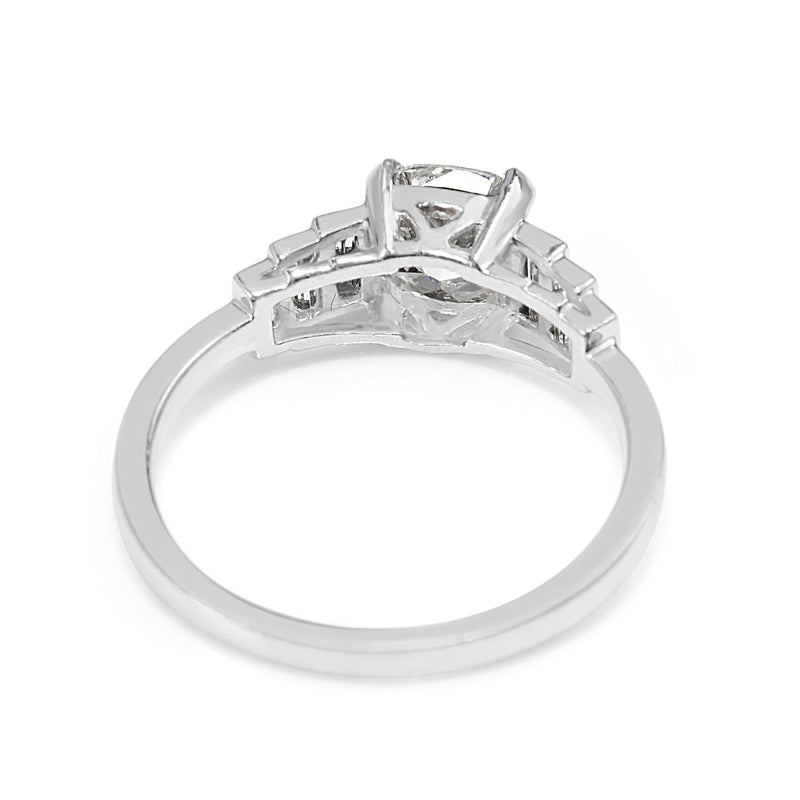 Platinum Cushion Stepped Down Diamond Ring