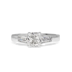 18ct White Gold Cushion 3 Stone Diamond Ring