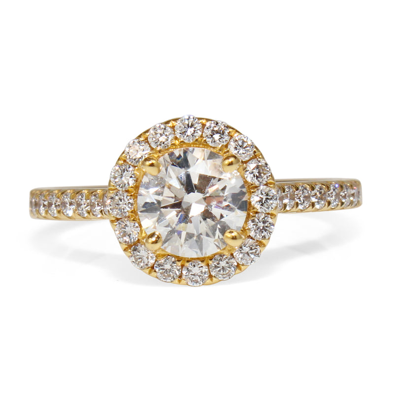 18ct Yellow Gold Diamond Halo Ring