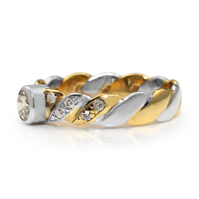18ct Yellow and White Gold Diamond Twist Ring