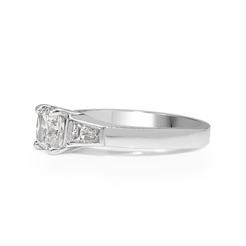 18ct White Gold Cushion 3 Stone Diamond Ring