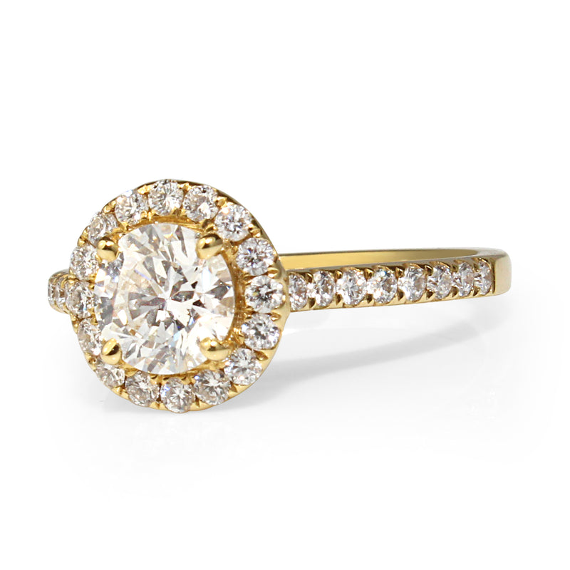 18ct Yellow Gold Diamond Halo Ring