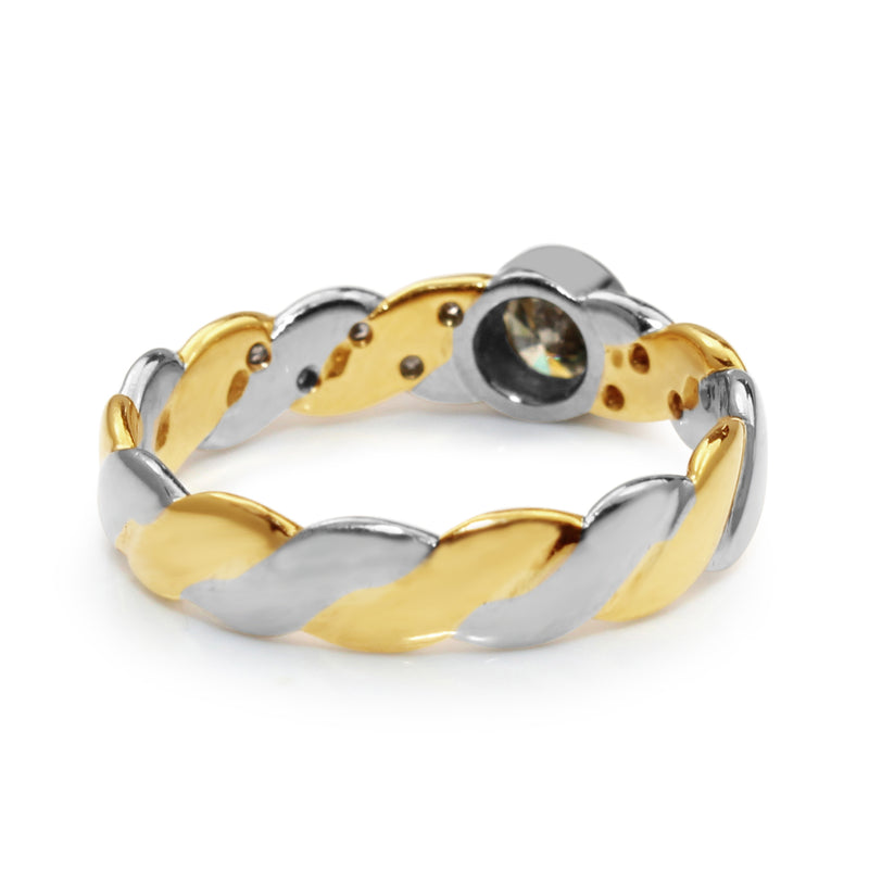 18ct Yellow and White Gold Diamond Twist Ring