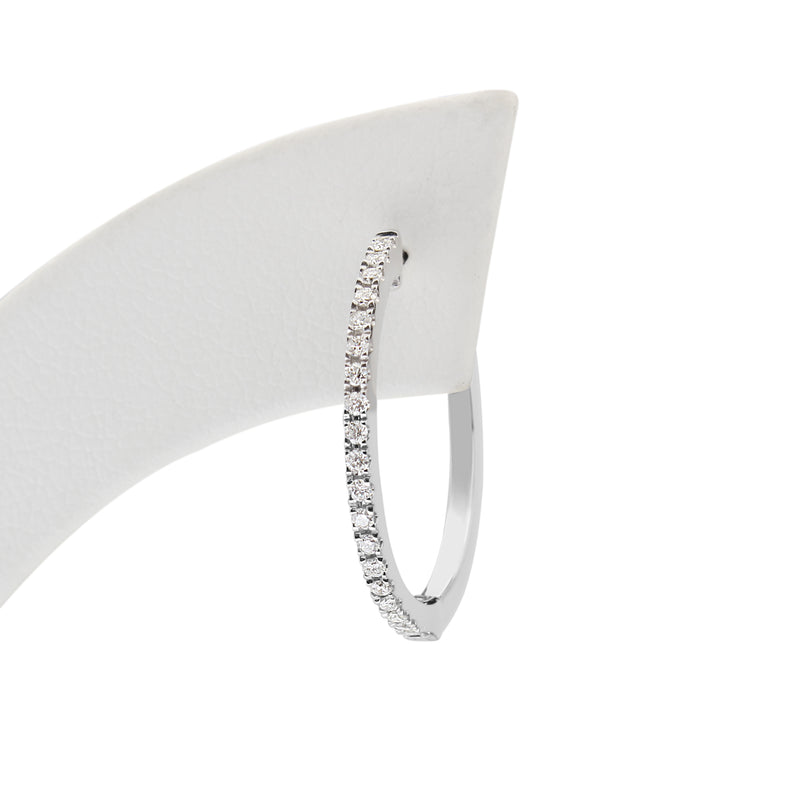 9ct White Gold Fine Diamond Hoop Earrings