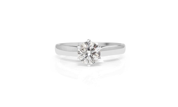 18ct White Gold 6 Claw Solitaire Diamond Ring