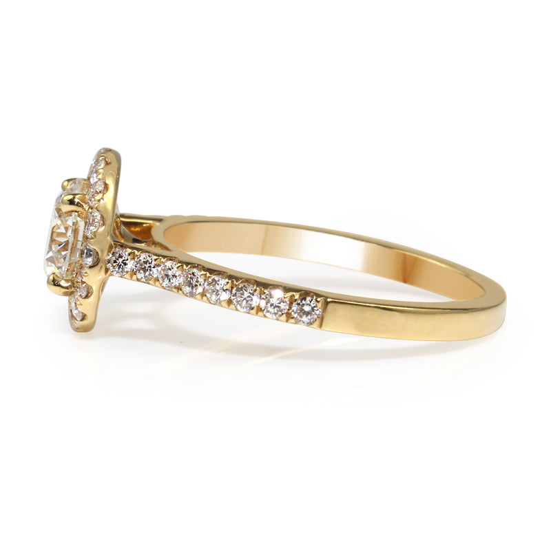 18ct Yellow Gold Diamond Halo Ring