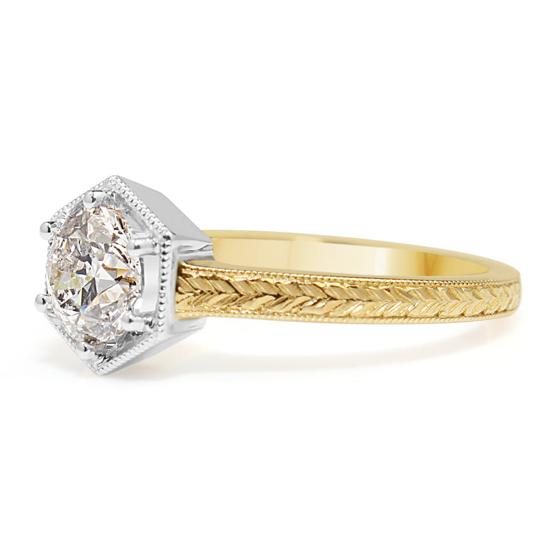 18ct Yellow and White Gold Vintage Style Diamond Ring