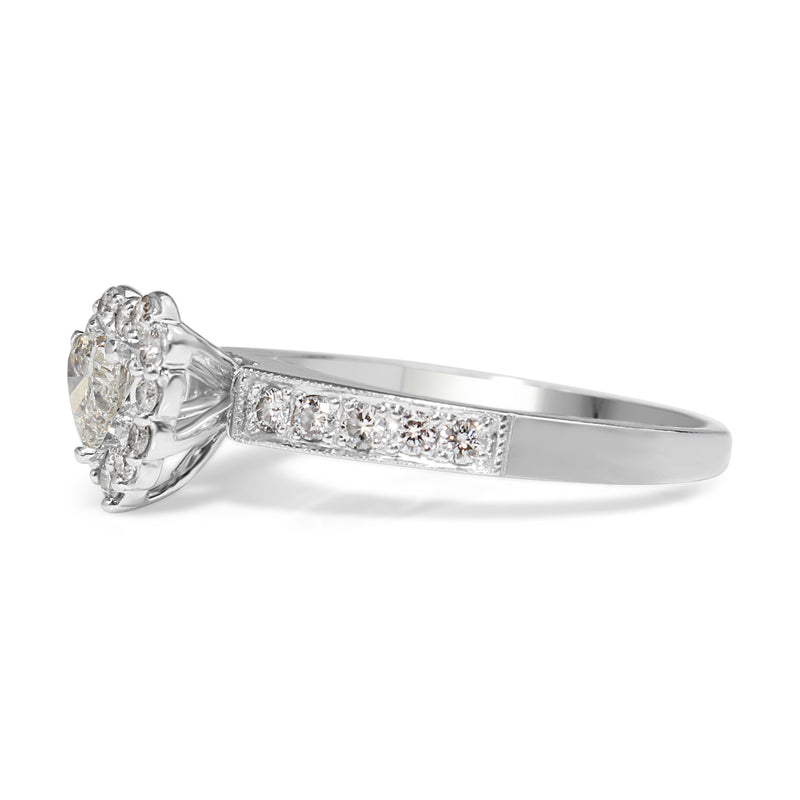 14ct White Gold Heart Halo Diamond Ring