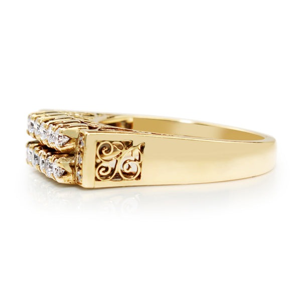 18ct Yellow Gold Vintage Filigree Band Ring