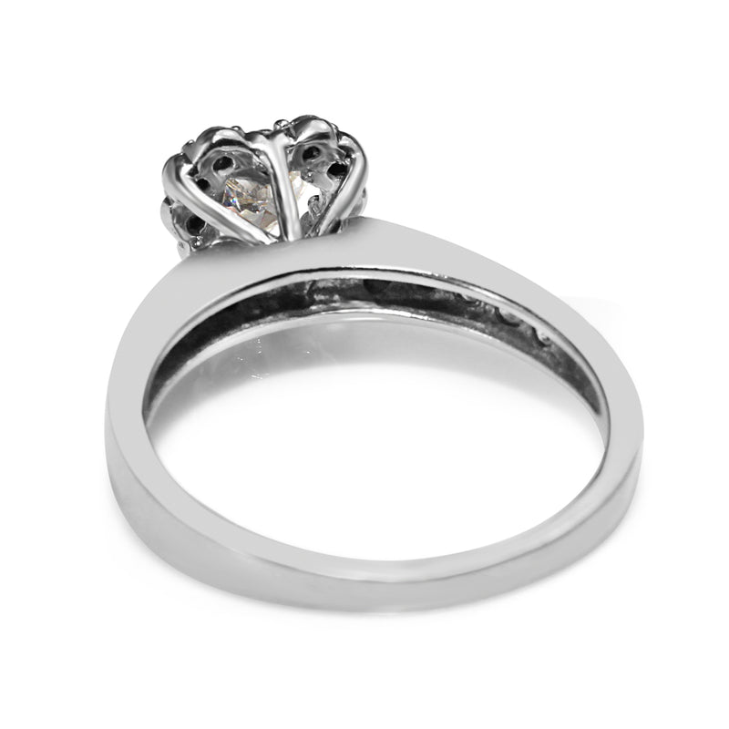 14ct White Gold Heart Halo Diamond Ring