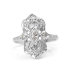 18ct White Gold Art Deco Replica Ring