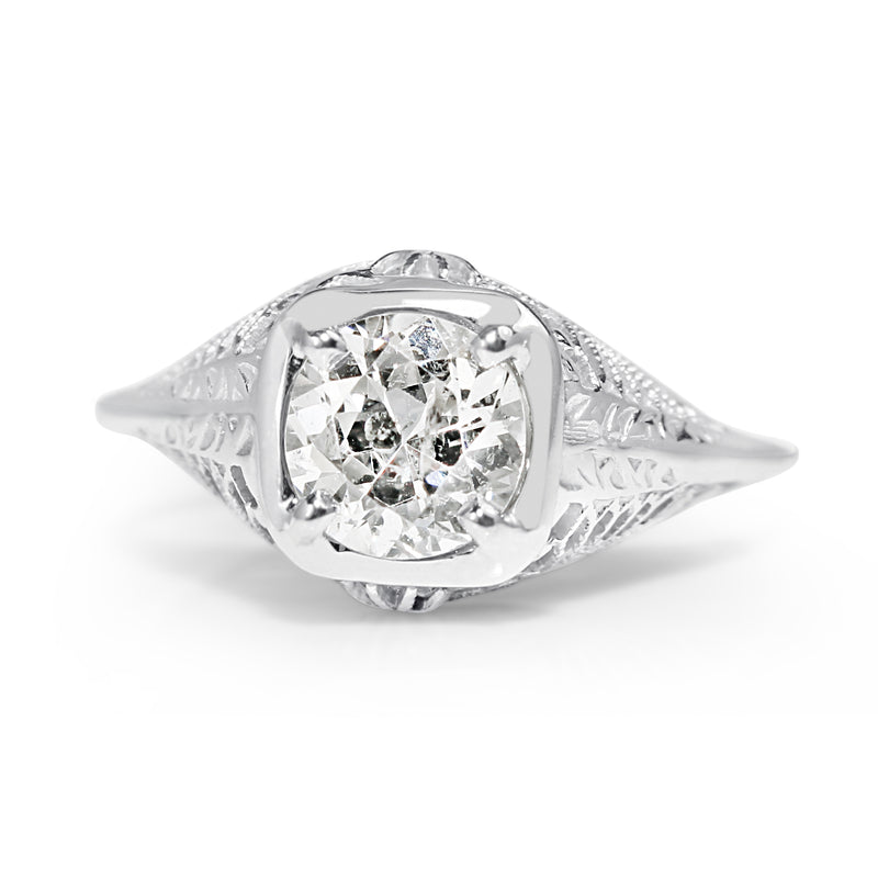 14ct White Gold Art Deco Diamond Solitaire Ring