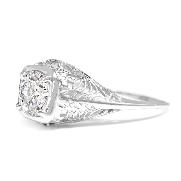 14ct White Gold Art Deco Diamond Solitaire Ring