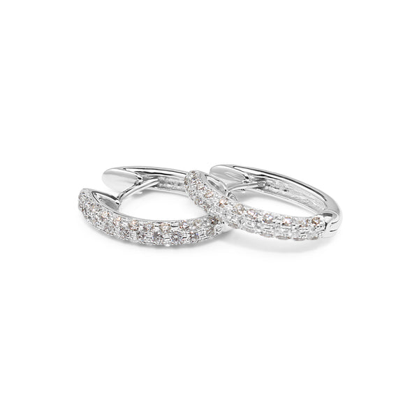 18ct White Gold Pavé Diamond Hoop Earrings