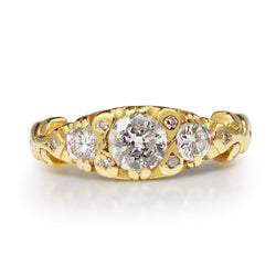 18ct Yellow Gold Vintage 3 Stone Diamond Ring