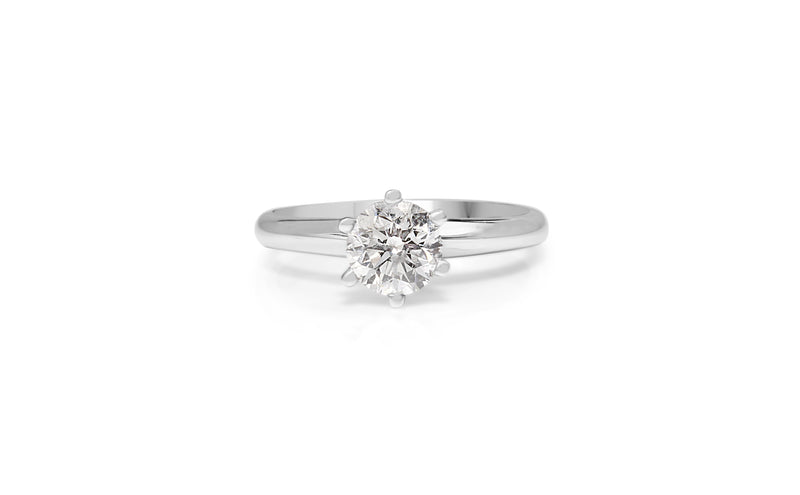 18ct White Gold 6 Claw Diamond Solitaire Ring