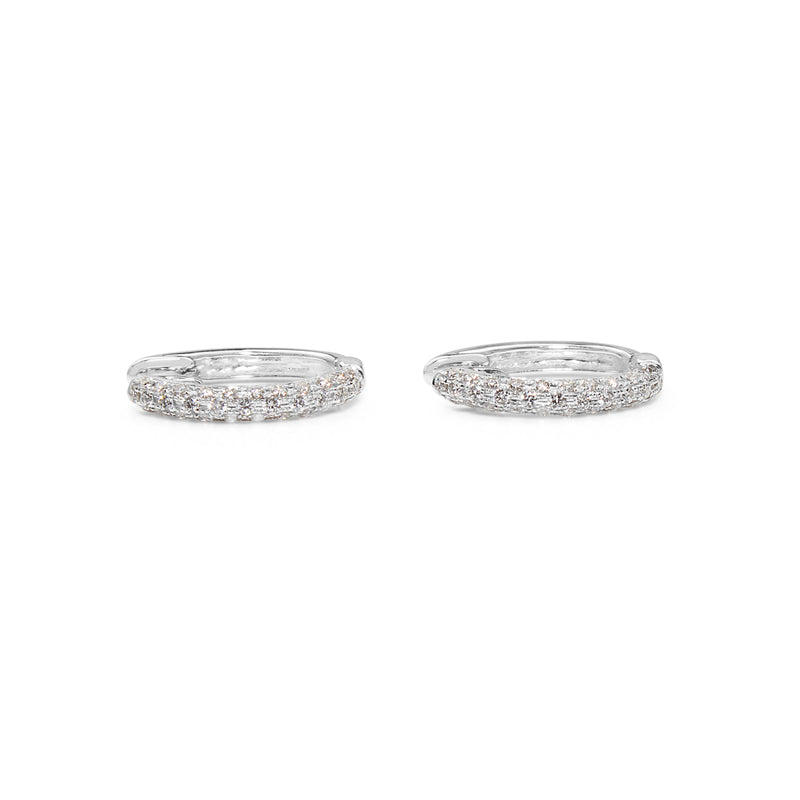 18ct White Gold Pavé Diamond Hoop Earrings