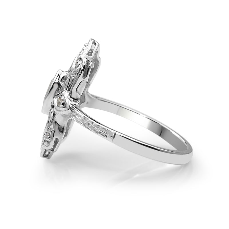 18ct White Gold Art Deco Replica Ring