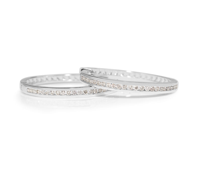 9ct White Gold Large Diamond Hoops