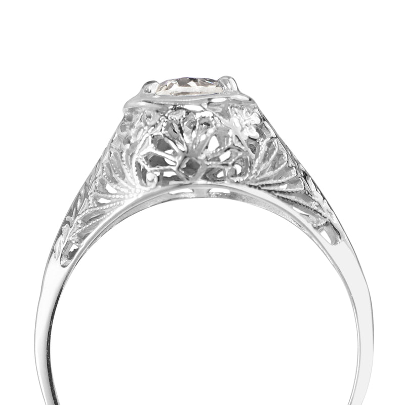 14ct White Gold Art Deco Diamond Solitaire Ring