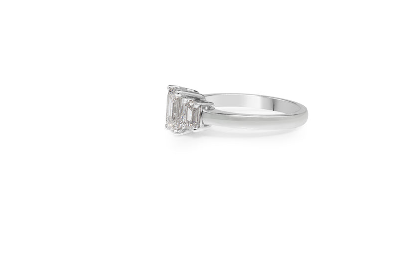 18ct White Gold Emerald Cut 3 Stone Diamond Ring