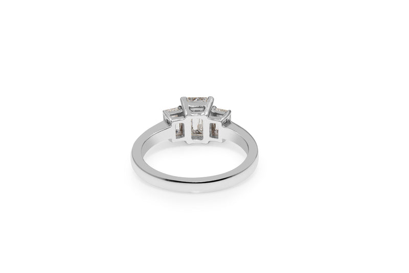 18ct White Gold Emerald Cut 3 Stone Diamond Ring