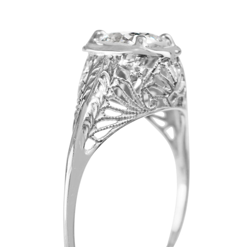 14ct White Gold Art Deco Diamond Solitaire Ring