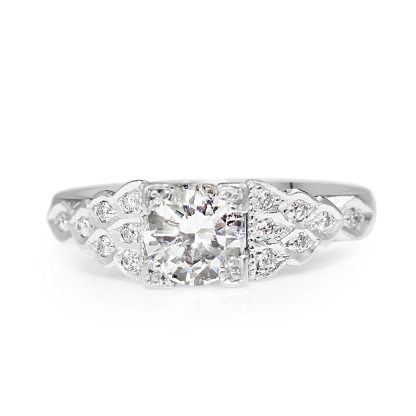 18ct White Gold Vintage Style Diamond Solitaire Ring