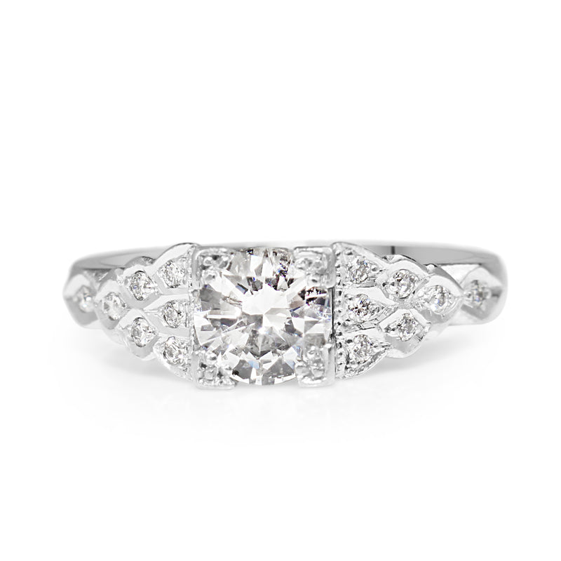18ct White Gold Vintage Style Diamond Solitaire Ring