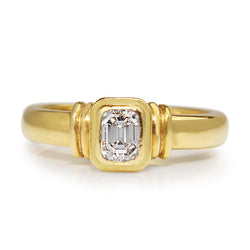 18ct Yellow Gold Bezel Diamond Solitaire Ring