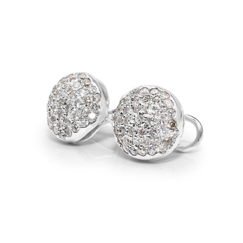 14ct White Gold Cluster Diamond Stud Earrings