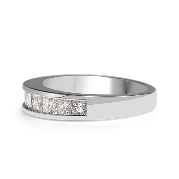 14ct White Gold Princess Cut Diamond Band