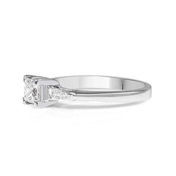 18ct White Gold Princess Cut and Baguette Diamond Ring