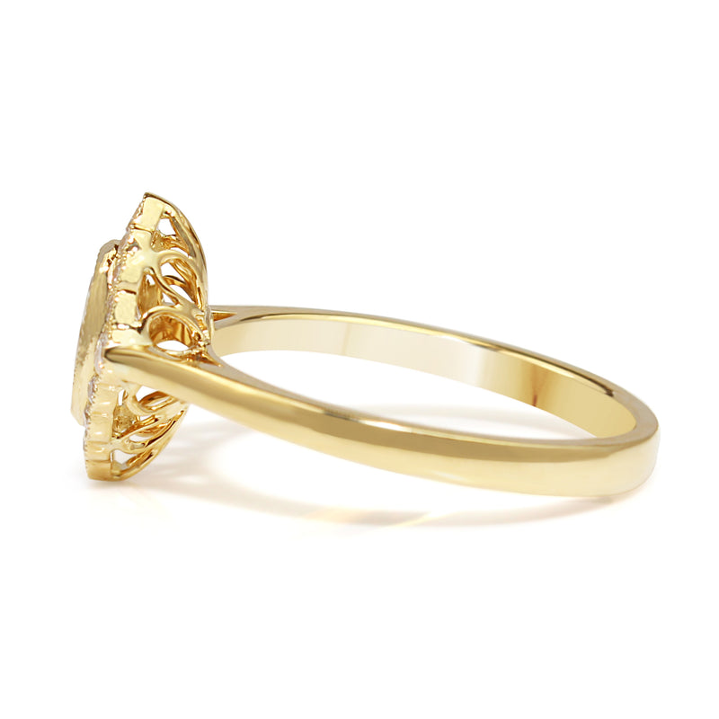18ct Yellow Gold Oval Halo Diamond Ring