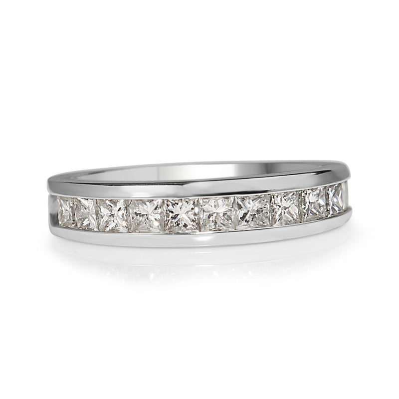 14ct White Gold Princess Cut Diamond Band