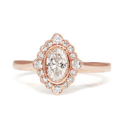 18ct Rose Gold Oval Diamond Ring