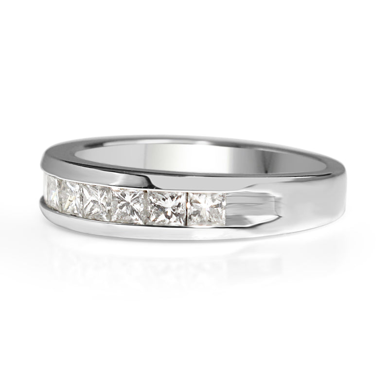 14ct White Gold Princess Cut Diamond Band