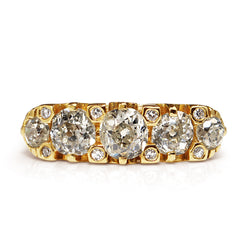 18ct Yellow Gold Old Cut 5 Stone Diamond Ring