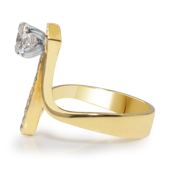 Palladium and 18ct Yellow Gold Handmade Diamond Ring