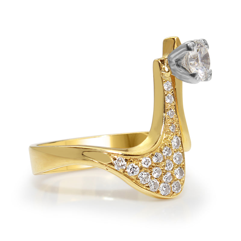 Palladium and 18ct Yellow Gold Handmade Diamond Ring