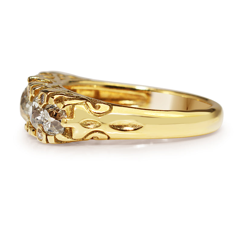 18ct Yellow Gold Old Cut 5 Stone Diamond Ring