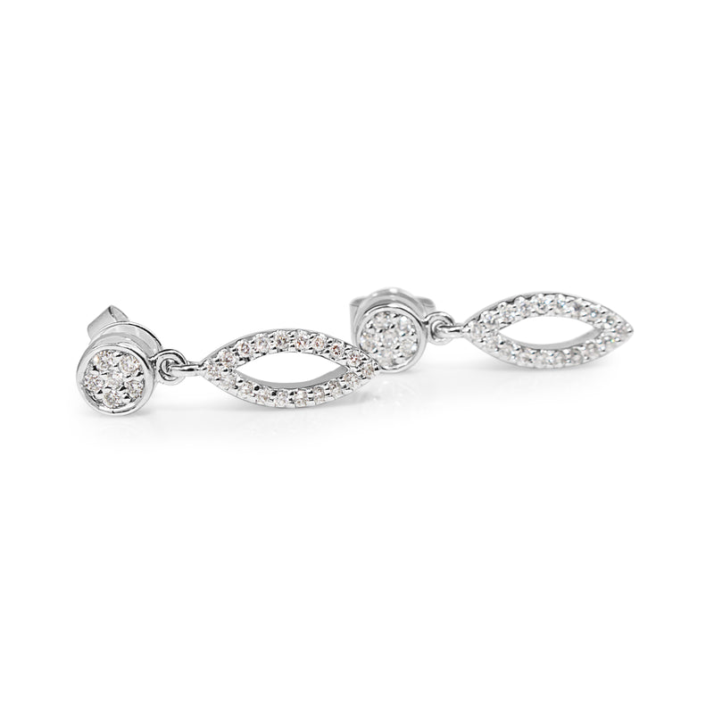 9ct White Gold Diamond Drop Earrings