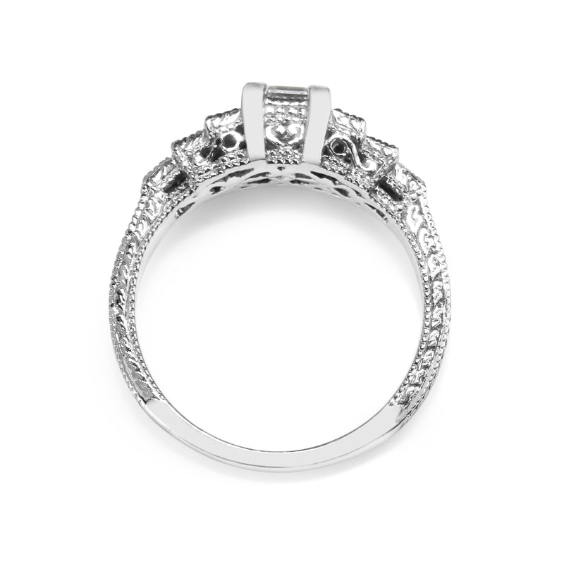 18ct White Gold Vintage Style Asscher Stepped Down Diamond Ring