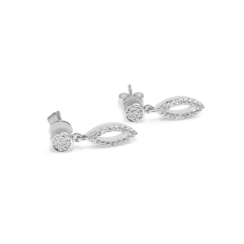 9ct White Gold Diamond Drop Earrings