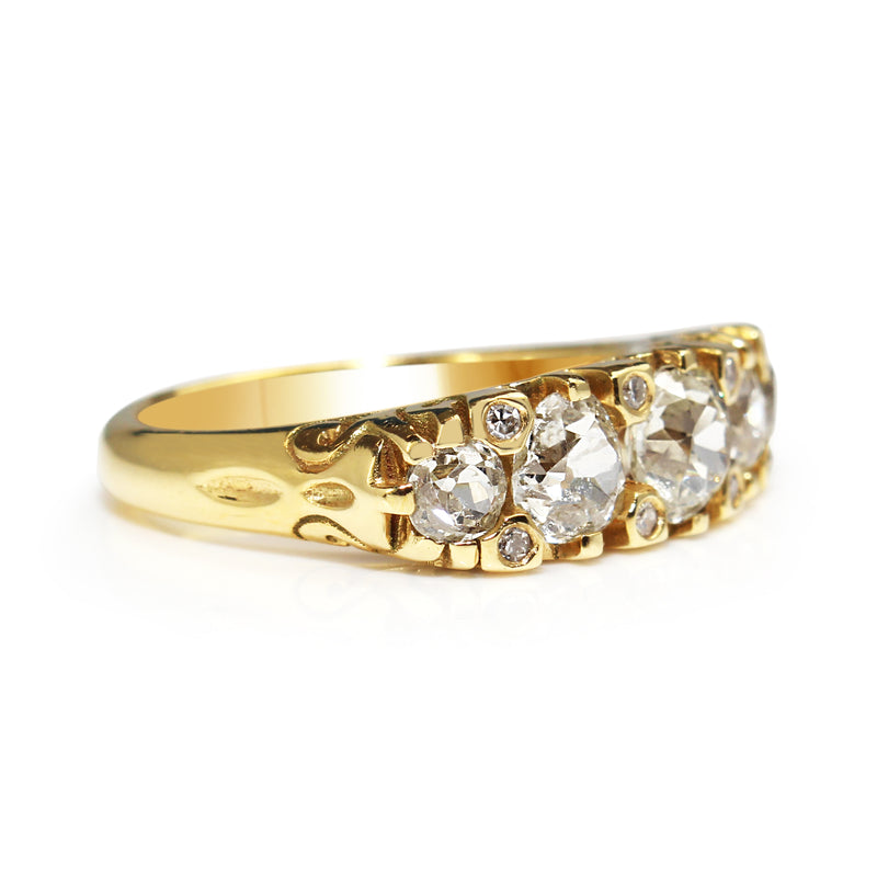 18ct Yellow Gold Old Cut 5 Stone Diamond Ring